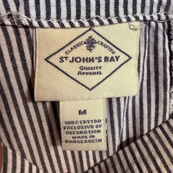 St. John's Bay Navy and White Striped Shirt - Picture 4 of 6